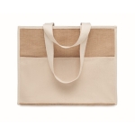 Jutetasche mit laminiertem Innenraum und Seitenfach farbe beige dritte Ansicht