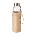 Ausflaufsichere Trinkflasche mit Schutzhülle aus Jute, 500 ml farbe beige