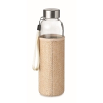 Ausflaufsichere Trinkflasche mit Schutzhülle aus Jute, 500 ml farbe beige zweite Ansicht