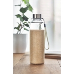 Ausflaufsichere Trinkflasche mit Schutzhülle aus Jute, 500 ml farbe beige Stimmungsbild