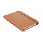 Schlichtes liniertes Notizbuch mit Soft-Touch-Cover aus recyceltem PU, A5 farbe braun