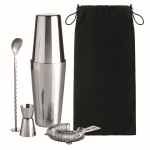 Cocktail-Set mit Shaker, Messbecher und Sieb für Bars und Gastronomie farbe glänzendes silber zweite Ansicht