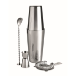 Cocktail-Set mit Shaker, Messbecher und Sieb für Bars und Gastronomie farbe glänzendes silber zweite Ansicht