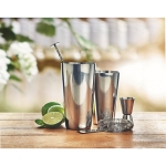 Cocktail-Set mit Shaker, Messbecher und Sieb für Bars und Gastronomie farbe glänzendes silber Stimmungsbild