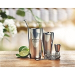 Cocktail-Set mit Shaker, Messbecher und Sieb für Bars und Gastronomie farbe glänzendes silber Stimmungsbild Hauptansicht