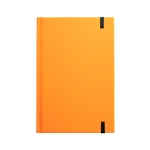 Notizbuch mit Einband in Neon-Farbe und schwarz umrandeten Seiten, A5 farbe orange dritte Ansicht