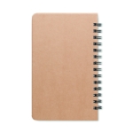 Nachhaltiges liniertes A5-Notizbuch mit Kiefernsamen im Cover mit Logo farbe beige dritte Ansicht