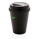 Werbeartikel Becher To Go aus Recycling-PP, 300 ml farbe schwarz Ansicht mit Logo