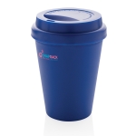 Werbeartikel Becher To Go aus Recycling-PP, 300 ml farbe blau Ansicht mit Logo