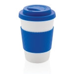 Wiederverwendbarer To Go Becher aus recycelbarem PP mit Logo, 270 ml farbe blau