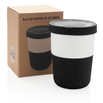 Nachhaltige Kaffeetasse To Go Tasse in  verschiedenen Farben, 380 ml farbe schwarz Ansicht mit Box