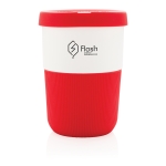 Nachhaltige Kaffeetasse To Go Tasse in  verschiedenen Farben, 380 ml farbe rot Ansicht mit Logo