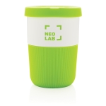 Nachhaltige Kaffeetasse To Go Tasse in  verschiedenen Farben, 380 ml farbe grün Ansicht mit Logo