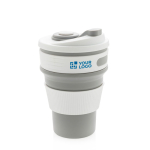 Faltbarer Coffeebecher To Go mit Silikonband, BPA-frei, 350 ml farbe grau Ansicht mit Druckbereich