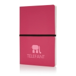 Softcover-Notizbuch mit linierten Seiten als Werbegeschenk, A5 farbe rosa Ansicht mit Logo