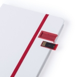 Originelles Notizbuch mit integriertem USB-Stick farbe rot dritte Ansicht