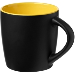 Schwarze Tasse mit farbiger Innenseite mit Logo, 340 ml farbe gelb zweite Vorderansicht