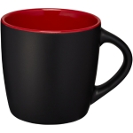 Schwarze Tasse mit farbiger Innenseite mit Logo, 340 ml farbe dunkelrot zweite Vorderansicht