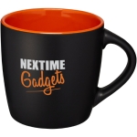 Schwarze Tasse mit farbiger Innenseite mit Logo, 340 ml farbe dunkelorange Ansicht mit Tampondruck