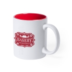 Tasse mit farbiger Innenseite und Logo in gleicher Farbe, 350 ml farbe rot erste Ansicht