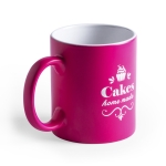 Tasse mit weißer Innenseite, farbigem Äußeren und weißem Logodruck farbe pink zweite Ansicht