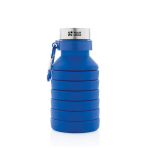 Faltbare auslaufsichere Trinkflasche mit Karabinerhaken, 550 ml farbe blau Ansicht mit Druckbereich