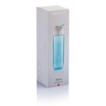 Tritan Trinkflasche mit Logo als Werbegeschenk und Stoffhenkel, 450 ml farbe hellblau zweite Ansicht mit Box