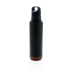 Wiederverwendbare auslaufsichere Thermosflasche mit Korkboden, 600 ml farbe schwarz