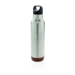 Wiederverwendbare auslaufsichere Thermosflasche mit Korkboden, 600 ml farbe silber