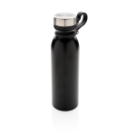 Thermosflasche mit Logo bedrucken und Silikongriff, 600 ml farbe schwarz