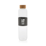 Bedruckte Wasserflasche aus Borosilikatglas, 750 ml farbe transparent Ansicht mit Druckbereich