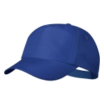 Cap aus RPET mit 5 Paneele und Klettverschluss mit Logo bedrucken farbe blau erste Ansicht