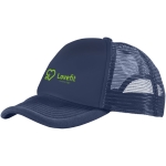 Cap mit Mesh und Plastikverschluss als Werbegeschenk bedrucken farbe marineblau Ansicht mit Siebdruck