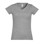 Damen-T-Shirt aus 100 % Baumwolle mit V-Ausschnitt, 150 g/m2,  SOL'S Moon farbe grau mamoriert