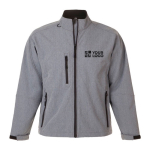 Softshell Jacke bedrucken aus Polyester, 340 g/m2, SOL'S Relax farbe grau mamoriert Ansicht mit Druckbereich