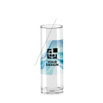 Transparentes Glas im Tube-Format, Logo im Rundum-Druck, 230 ml Ansicht mit Druckbereich