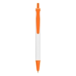 Weißer Kuli der Marke BIC mit blauer Tinte und Logo im Rundum-Druck farbe orange