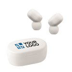 In-Ear Kopfhörer als Werbegeschenk mit Bluetooth und Box zum Aufladen Ansicht mit Druckbereich