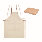 Öko-Küchenschürze mit verstellbarem Nackengurt und Taschen, 340 g/m2 farbe beige