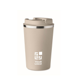 Doppelwandiger Thermobecher To Go aus Edelstahl mit Logo, 350 ml farbe beige Ansicht mit Druckbereich