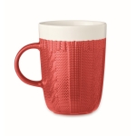 Witzige und originelle Tasse mit Strickmusterdekor mit Logo, 310 ml farbe rot