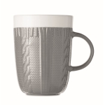 Witzige und originelle Tasse mit Strickmusterdekor mit Logo, 310 ml farbe grau dritte Ansicht