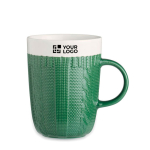 Witzige und originelle Tasse mit Strickmusterdekor mit Logo, 310 ml Ansicht mit Druckbereich