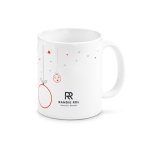 Keramiktasse mit Weihnachtskugel-Aufdruck für Mitarbeiter, 340 ml farbe rot Ansicht mit Logo 1