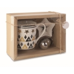 Set mit Tasse, Teefilter und Untertasse in Sternenform, 320 ml farbe holzton zweite Ansicht