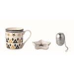 Set mit Tasse, Teefilter und Untertasse in Sternenform, 320 ml farbe holzton dritte Ansicht