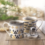 Set mit Tasse, Teefilter und Untertasse in Sternenform, 320 ml farbe holzton Stimmungsbild zweite Ansicht