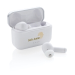 In-Ear-Kopfhörer in Premium-Qualität in einer Ladebox als Giveaways farbe weiß Ansicht mit Logo