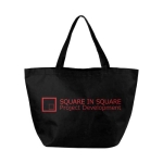 Mehrzweck Non-Woven-Tasche als Merchandising bedrucken, 80 g/m2 farbe schwarz zweite Ansicht mit Siebdruck