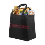 Mehrzweck Non-Woven-Tasche als Merchandising bedrucken, 80 g/m2 farbe schwarz Ansicht mit Siebdruck